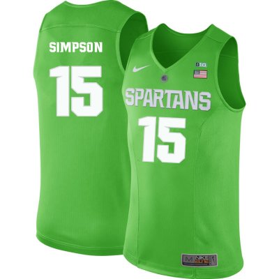 Men Ralph Simpson Michigan State Spartans #15 Nike NCAA 2019-20 Green Authentic College Stitched Basketball Jersey PW50O08MD